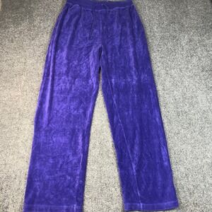 Kim Rogers Purple Corduroy Lounge Pants Elastic Waist Drawstring Relaxed Fit L